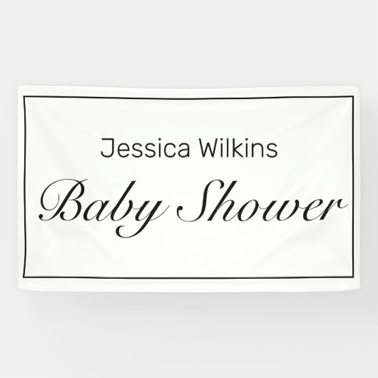 Modernes Minimalistisches White Black Baby Duschba Banner (Horizontal)