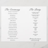 Modernes Minimalistisches White Black Wedding Prog (Rückseite)