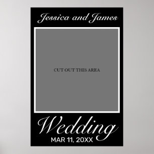 Modernes Minimalistisches White Black Weddings Fot Poster