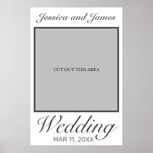 Modernes Minimalistisches White Black Weddings Fot Poster