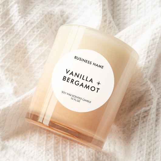 Modernes, Minimalistisches White Candle Label Runder Aufkleber