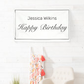 Modernes Minimalistisches White Happy Birthday Ban Banner (Insitu)