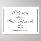 Modernes Minimalistisches White Mitzvah Willkommen Poster (Vorne)