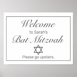 Modernes Minimalistisches White Mitzvah Willkommen Poster
