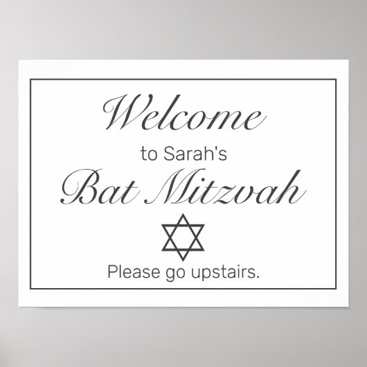 Modernes Minimalistisches White Mitzvah Willkommen Poster (Vorne)