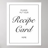 Modernes Minimalistisches White Rezpe Card Hochzei Poster (Vorne)