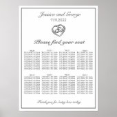 Modernes Minimalistisches White Wedding Chart Poster (Vorne)