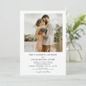 Modernes Minimalistisches White Wedding Foto 4 Einladung (Stehend Vorderseite)