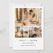 Modernes Minimalistisches White Wedding Foto 4 Einladung (Rückseite)