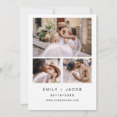 Modernes Minimalistisches White Wedding Foto 4 Einladung (Rückseite)