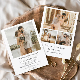 Modernes Minimalistisches White Wedding Foto 4 Einladung