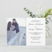 Modernes Minimalistisches White Wedding Foto Einla Einladung (Stehend Vorderseite)
