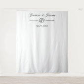 Modernes Minimalistisches White Wedding Foto Hinte Wandteppich (Vorderseite)