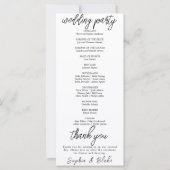 Modernes Minimalistisches White Wedding Programm (Rückseite)