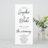 Modernes Minimalistisches White Wedding Programm (Stehend Vorderseite)