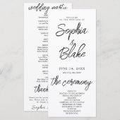 Modernes Minimalistisches White Wedding Programm (Vorne/Hinten)