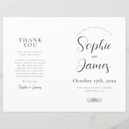 Modernes Minimalistisches White Wedding Programm