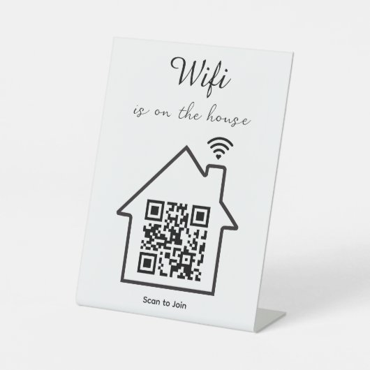 Modernes Minimalistisches WiFi QR Code Pedestal-Ze Sockelschild (Vorderseite)