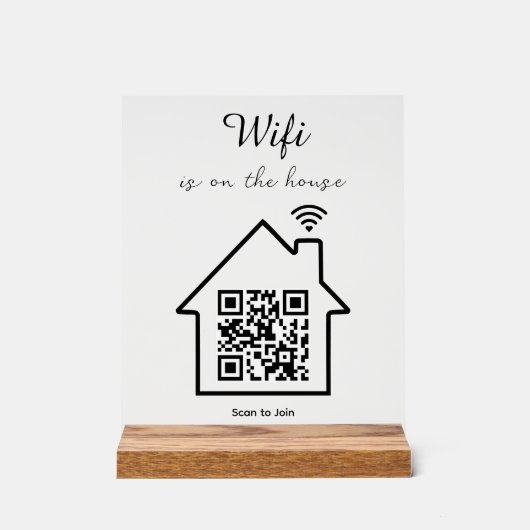 Modernes Minimalistisches WiFi QR Code Tabletop Acrylschild (Vorderseite)