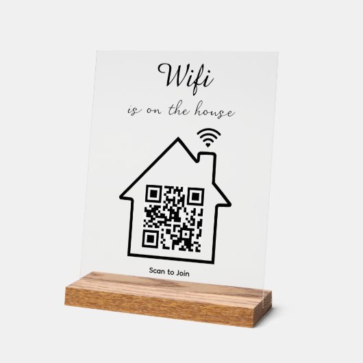Modernes Minimalistisches WiFi QR Code Tabletop Acrylschild (Winkel)