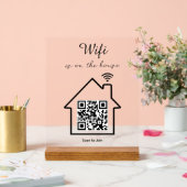 Modernes Minimalistisches WiFi QR Code Tabletop Acrylschild (Hochzeit)
