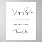 Modernes Minimalistisches Windeln Raffle Baby Dusc Poster (Vorne)