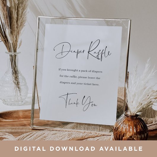 Modernes Minimalistisches Windeln Raffle Baby Dusc Poster