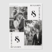 Modernes Minimalistisches Zwei-Foto Save the Date Pergament Einladungen (Vorderseite)