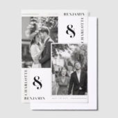 Modernes Minimalistisches Zwei-Foto Save the Date Pergament Einladungen (Versetzt)