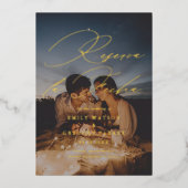 Modernes Minimalkalligrafisches Foto Reserva la Fe Folieneinladung (Vorderseite)