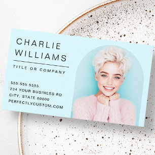 Modernes, minimallichtes Aqua-Foto Visitenkarte