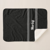 Modernes Minimalname Mit Monogramm Skript Schwarz- Sherpadecke (Vorderseite (Horizontal))