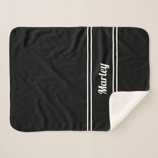 Modernes Minimalname Mit Monogramm Skript Schwarz- Sherpadecke (Vorderseite (Horizontal))