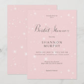 Modernes, minimalrosa Sparkle-Brautparty Einladung (Vorne/Hinten)