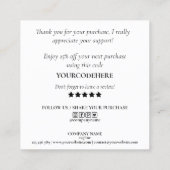 modernes Minimalskript danke Ihnen für Ihre Bestel Quadratische Visitenkarte (Rückseite)