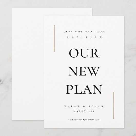 Modernes Minimum an Nicht-Foto ändern das Datum Save The Date (Vorne/Hinten)