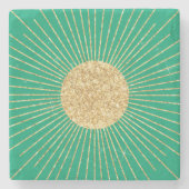 Modernes Mint Gold Sunshine Steinuntersetzer (Vorderseite)