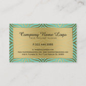 Modernes Mint-Green & Gold Zebra Streifen Muster Visitenkarte (Rückseite)