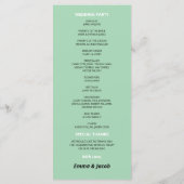 Modernes Mint Green Wedding Programm (Rückseite)