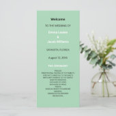 Modernes Mint Green Wedding Programm (Stehend Vorderseite)