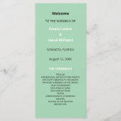 Modernes Mint Green Wedding Programm (Vorderseite)