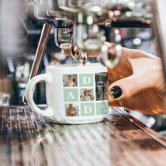 Modernes Minze Collage Foto Vater Bestes Geschenk Espressotasse