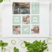 Modernes Minze Collage Foto Vater Bestes Geschenk Geschirrtuch (Gefaltet)