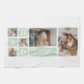 Modernes Minze Collage Foto Vater Bestes Geschenk Geschirrtuch (Horizontal)