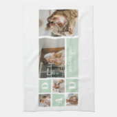 Modernes Minze Collage Foto Vater Bestes Geschenk Geschirrtuch (Vertikal)