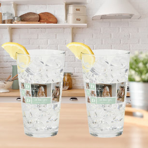 Modernes Minze Collage Foto Vater Bestes Geschenk Glas