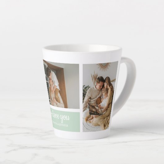 Modernes Minze Collage Foto Vater Bestes Geschenk Milchtasse (Rechte Ecke)