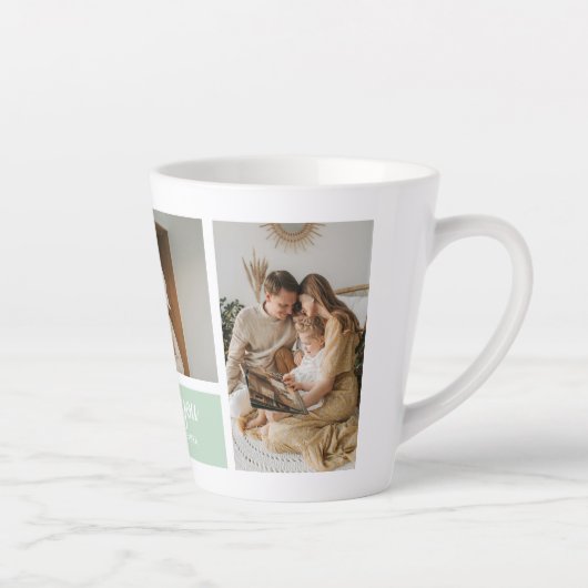 Modernes Minze Collage Foto Vater Bestes Geschenk Milchtasse (Rechts)