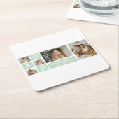 Modernes Minze Collage Foto Vater Bestes Geschenk Rechteckiger Pappuntersetzer (angewinkelt)