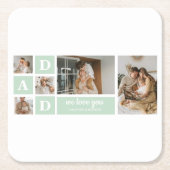 Modernes Minze Collage Foto Vater Bestes Geschenk Rechteckiger Pappuntersetzer (Vorderseite)